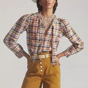 Anthropologie Pilcro Plaid Buttondown Blouse Size Medium